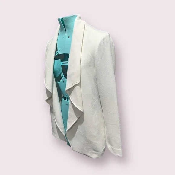 Alfani Soft White Open Front Draped Blazer | Size L - Picture 11 of 16